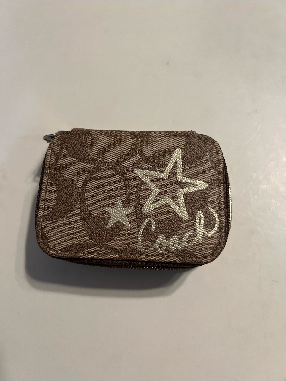 COACH Triple Pill Case Khaki with Gold Star VERY RARE Vintage. EUC
